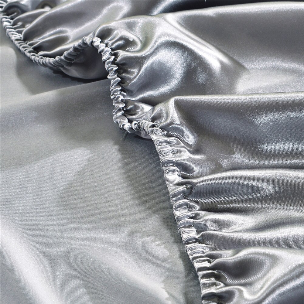 Sateng silke tilpasset laken på elastisk ensfarget madrassbeskytter laken på elastisk bånd drap house de matela queen king: Lysegrå