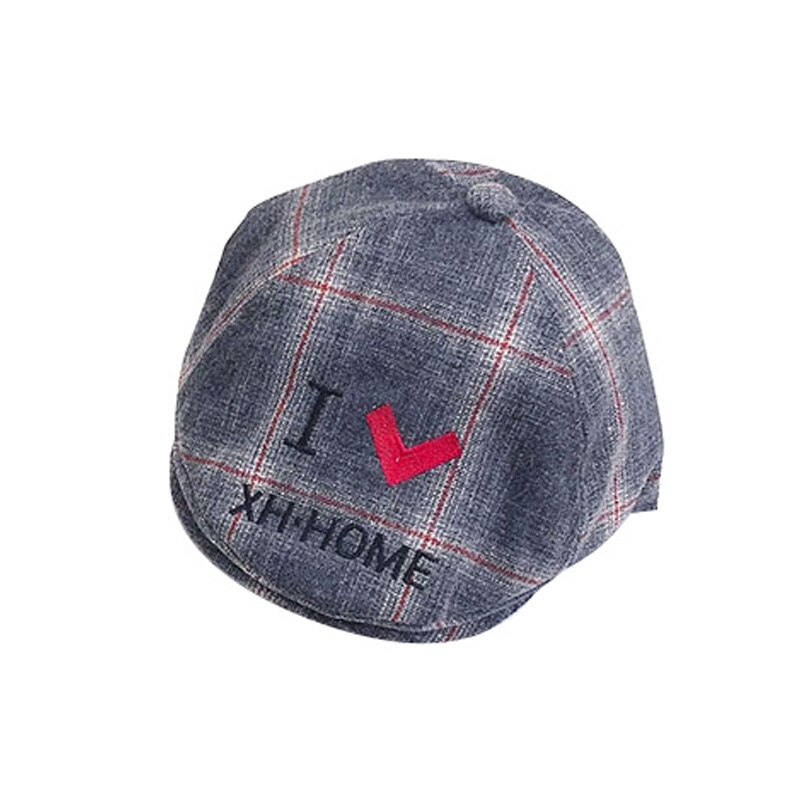 Baby Hoed Katoen Plaid Mode Baby Voor Jongens Baret Cap 2-3 Jaar Oude Baby Hoeden Kids Accessoires comfortabele Caps Zonnehoed: Gray