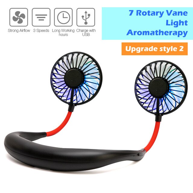 Mini Fan 2000Mah Oplaadbare Usb Fan Draagbare Handheld Fan 3-Speed Mini Usb Handy Kleine Desktop Cooling Neck fan Koeler: black-2