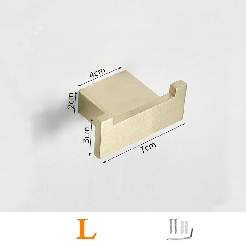 Stainless Steel Brushed Gold Robe Hook Wall Mounted Towel Hook Clothes Hook Bathroom Kitchen Door Hook Hardware: L