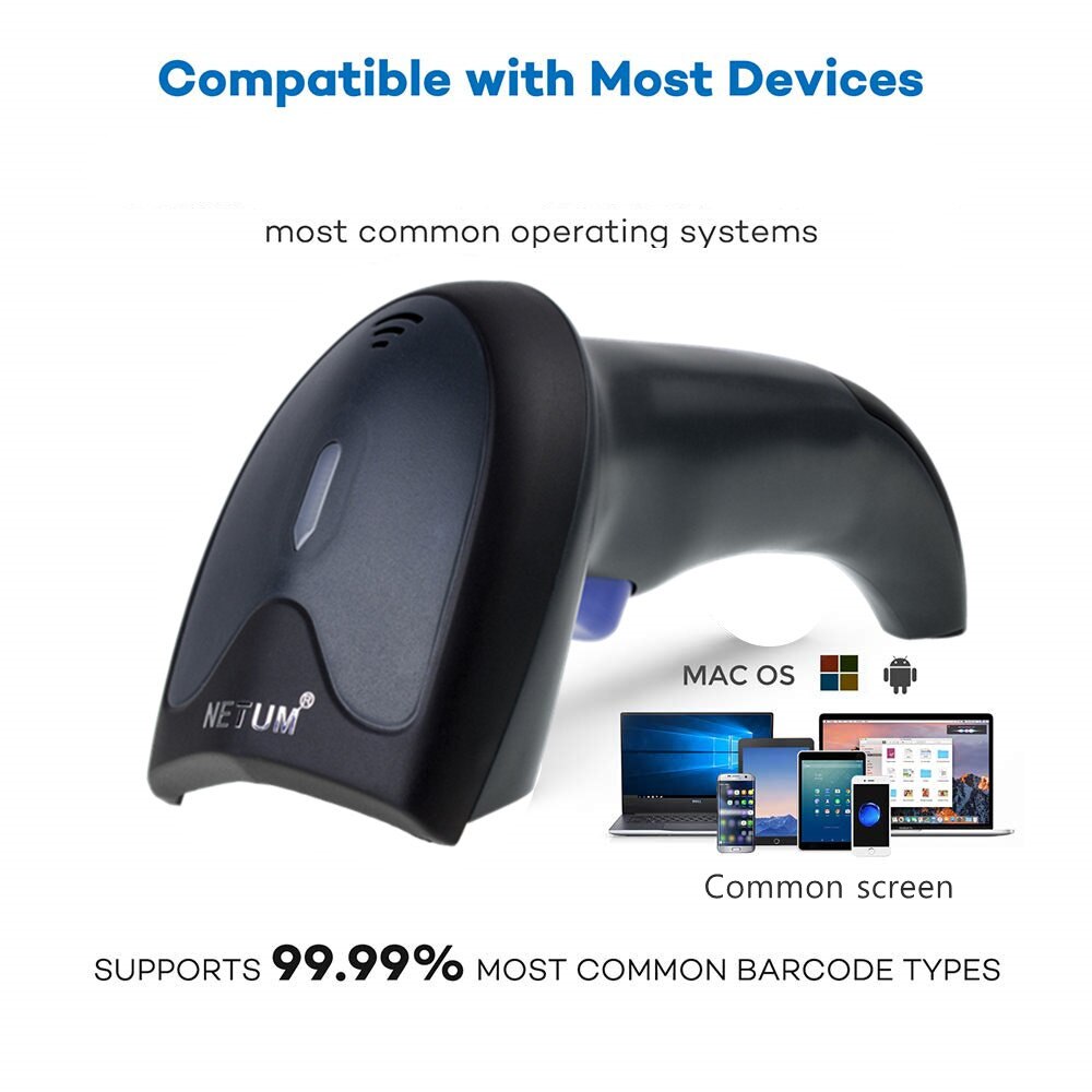 NETUM W6 Wireless 1D Barcode Scanner Bar Code Reader for Inventory POS Terminal