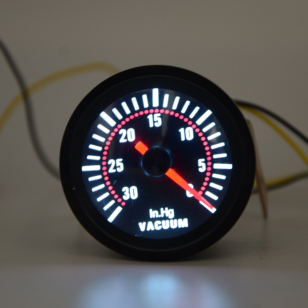 2'' 52mm Universal Smoke Lens Vacuum Gauge 0-30 In.Hg Vacuum meter LED Meter Car Gauge