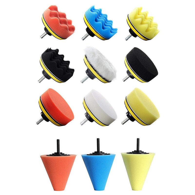 Juego de almohadillas para pulir coches de 14 Uds almohadilla de pulido con cera Kit de esponja para pulir autos Kit de rueda de 1/3 pulgadas/6Mm para pulir autos