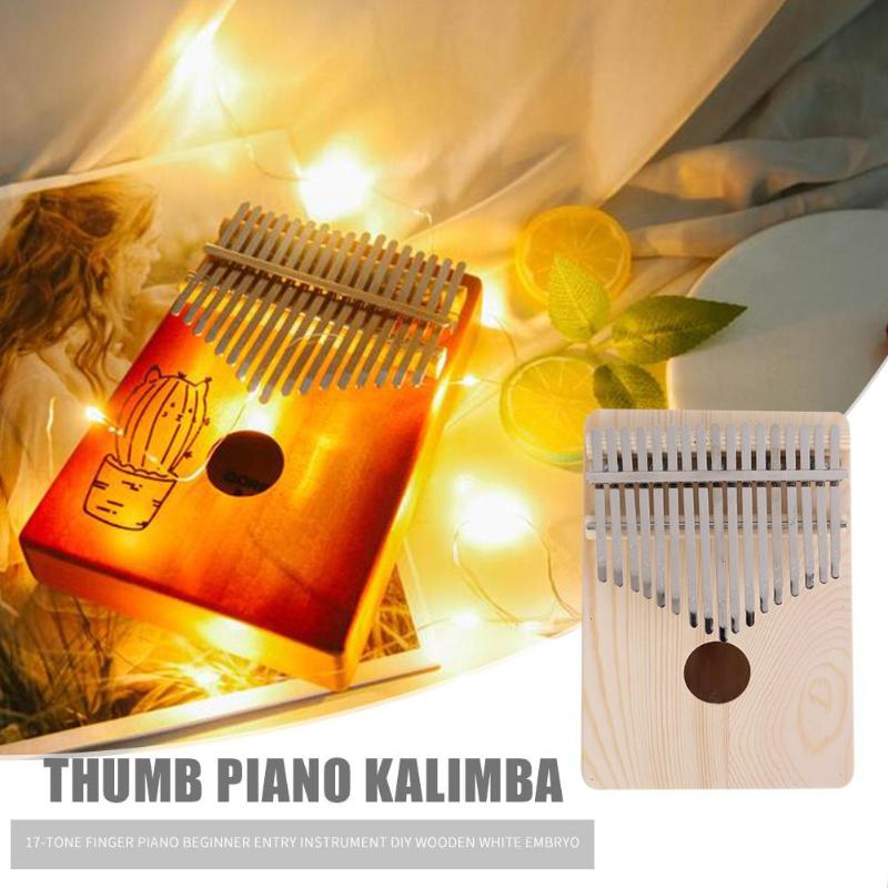 17 Key Kalimba African DIY Wood White Embryo Thumb Finger Piano Wooden Musical Instruments Sanza Mbira Kalimba Play with Holder