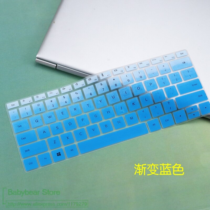 Til huawei matebook 13 laptop 13.3 tommer silikone laptop tastatur cover skin protector: Fadeblue