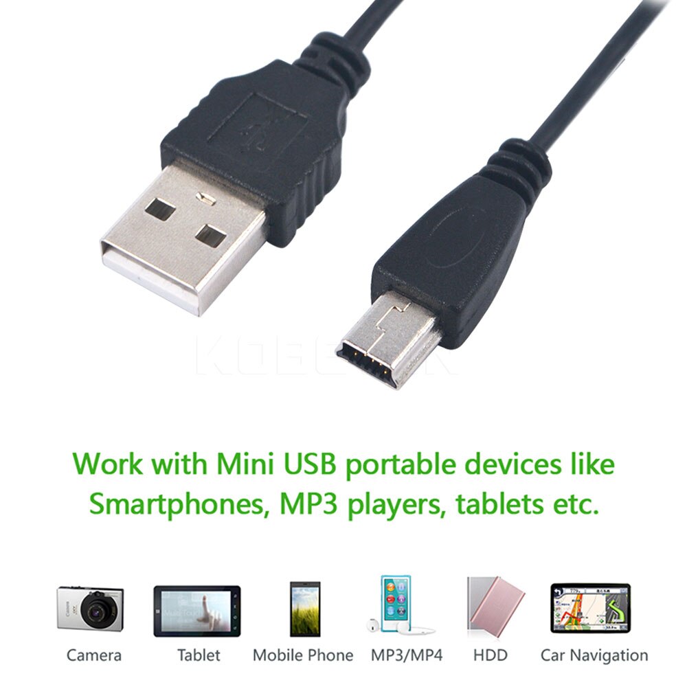 5 Pin Mini USB 2.0 Charge Data charger Cable Cord for MP3 Mp4 Digital Camera