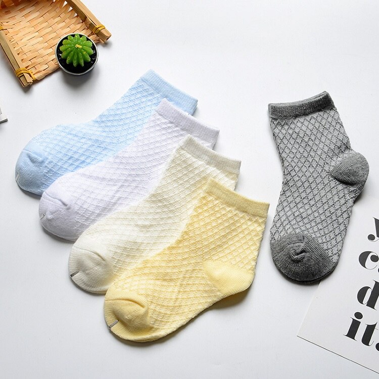 AiKway 5 pairs /lot Boys Girls Socks Cotton Lace Socks Mouth Candy Color Infant Socks Mesh Baby Breathable Socks: boy B / 24M