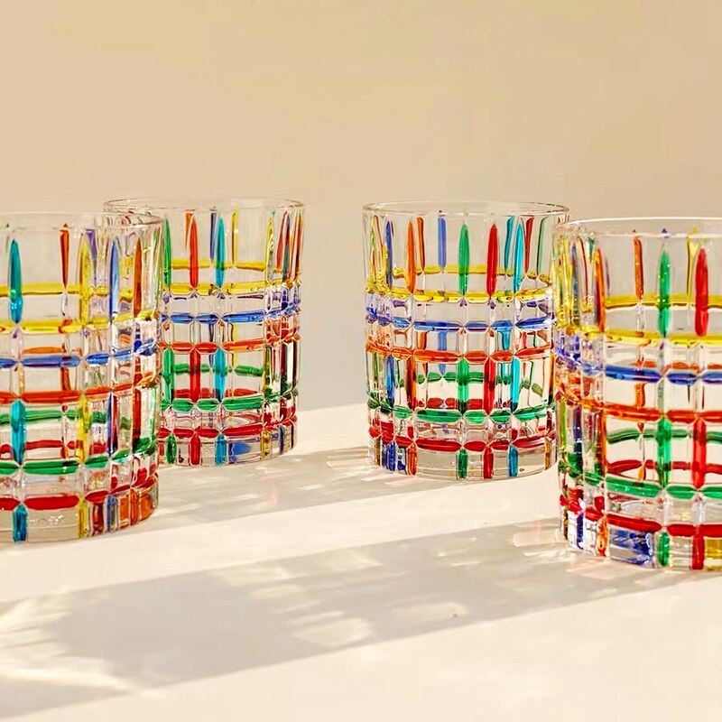 Colorful Liquor Glasses Durable Wine Glasses 350ml In 3 Different Designs