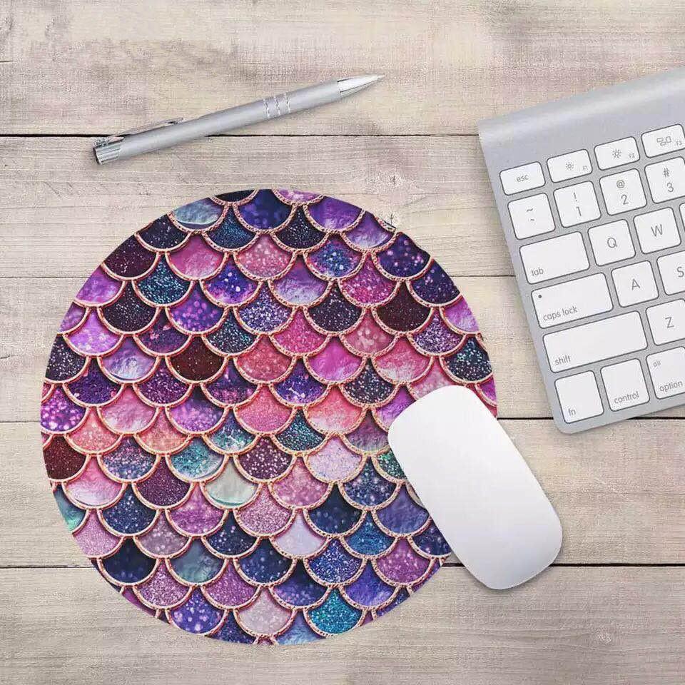 Mermaid Desk Mat Office Desk Organizer School Supplies Scale Mouse Desk Tools Office Desk Accessories Set: Purple