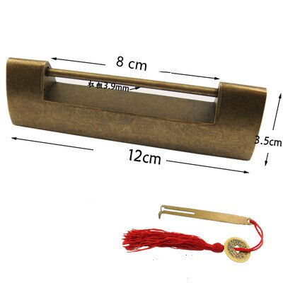 Lucchetto a scatto in ottone cinese liscio scatola di legno porta dell'armadio lucchetto antico lucchetto con chiave gioielli confezione regalo lucchetto in rame bronzo: 12