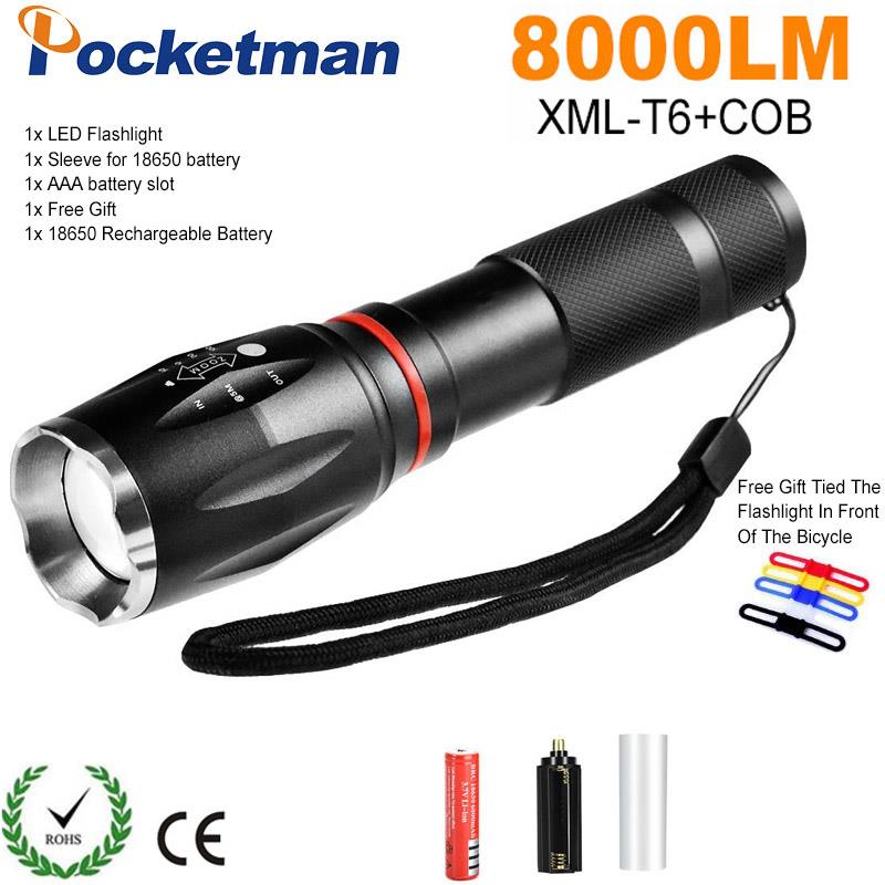8000 Lumen LED Taktische Taschenlampe T6 + Kolben Laterne Magnetische 6-Modi Wasserdichte Taschenlampe für Notfall mit 18650 batterie ladegerät: B