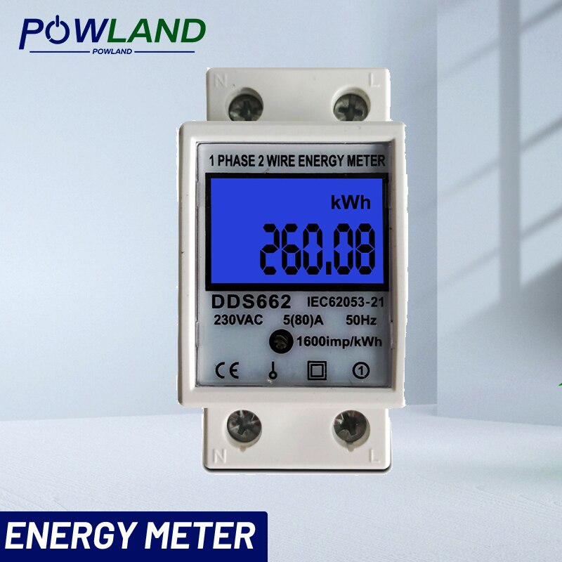 80A Din rail Single Phase Two Wire LCD Digital Display Power Consumption Energy Electric Meter kWh AC 220V 230V 50Hz/60Hz