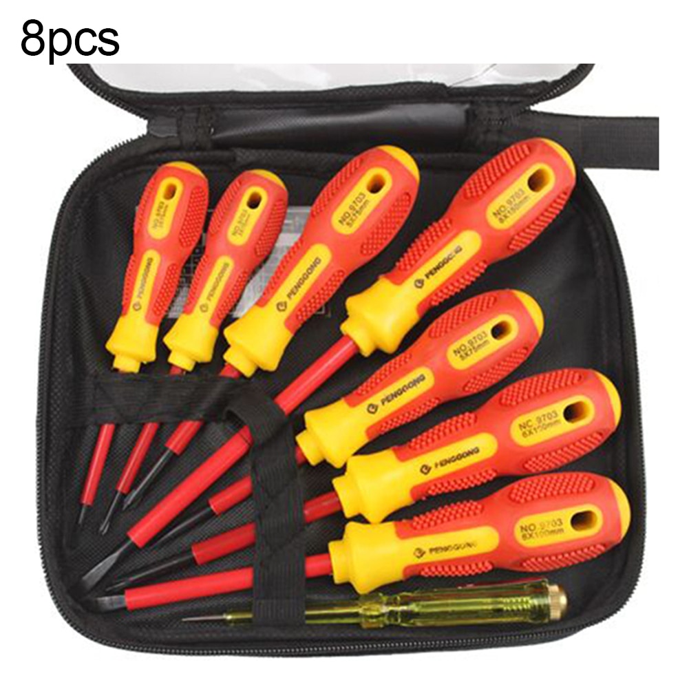 6/7/8Pcs High Voltage 1000V Schroevendraaier Kit Ingelaste Kruis Geïsoleerde Elektricien Schroevendraaier Kit Handgereedschap set Thuis Hand Tool