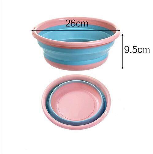 Rund sammenfoldelig håndvask udendørs rejse transportabel fortykket resistent plastvask multifunktionel hængende skridsikker håndvask: Lyserød s