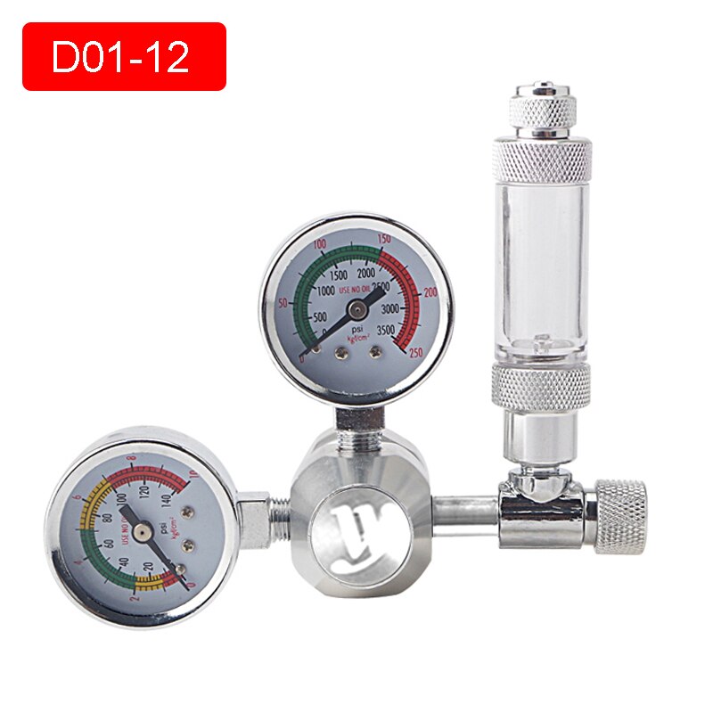 WYIN Aquarium CO2 regulator, with bubble counter fine-tuning valve 360°rotating CO2 electromagnetic pressure reducing equipment: D01-12 / M22