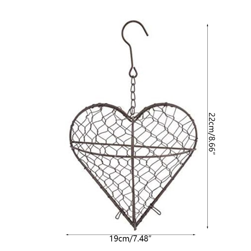 Macetero colgante con forma de corazón, maceta de Metal Artificial para flores, cesta de almacenamiento, soporte para plantas suculentas de pared con gancho, decoración de jardín