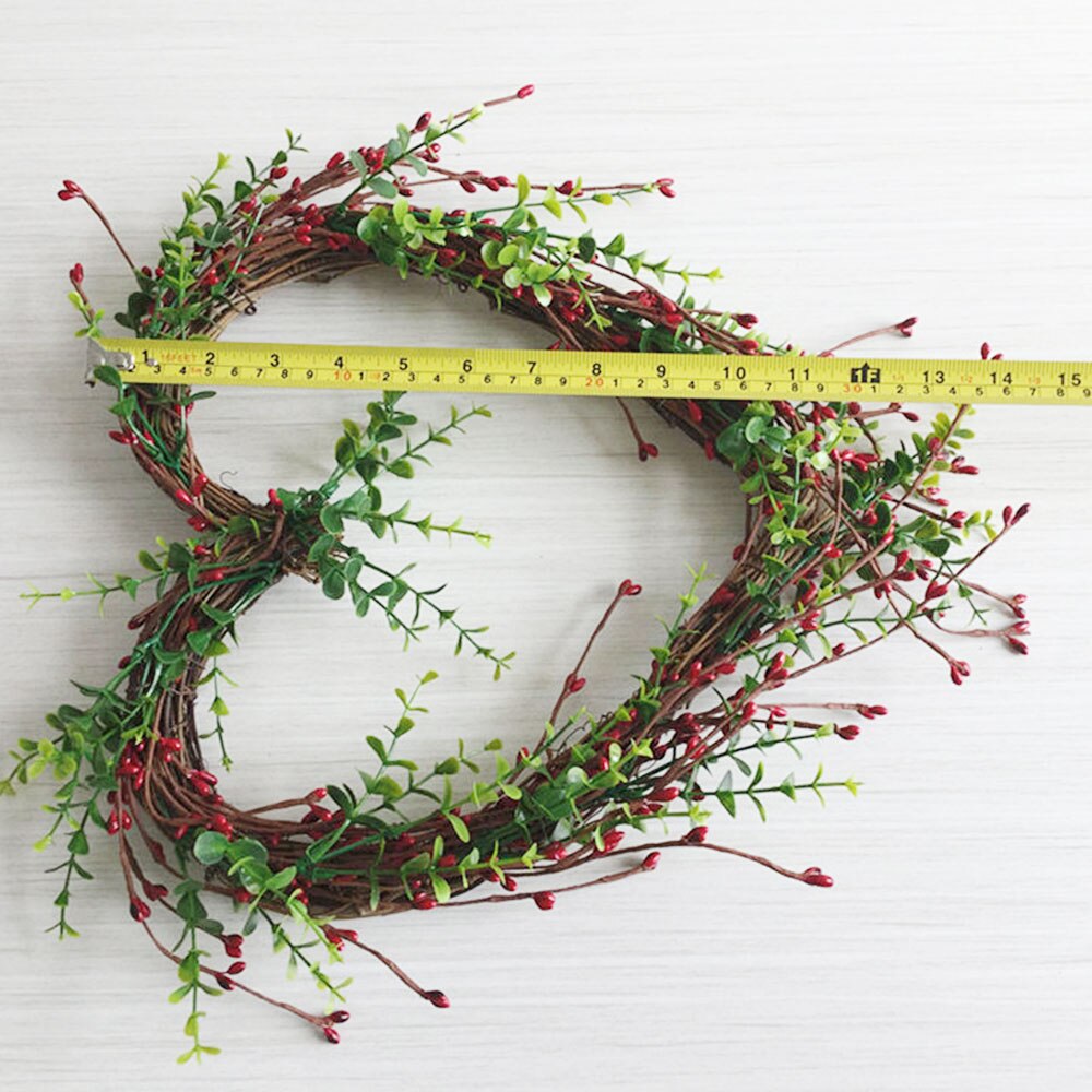 Handmade Natural Grapevine Wreath Rustic Twig Heart Wreath Red Berry Wreath for Valentine’s Day Wedding Party Christmas
