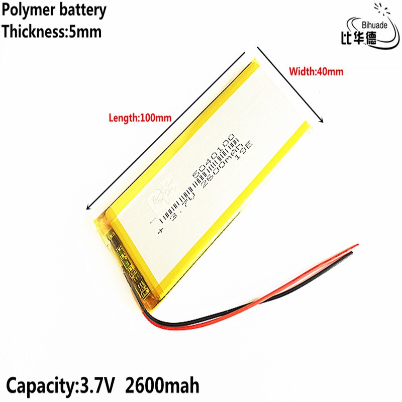 Liter energie batterij Goede Qulity 3.7 V, 2600 mAH, 5040100 Polymeer lithium-ion/Li-Ion batterij voor SPEELGOED, POWER BANK, GPS, mp3, mp4