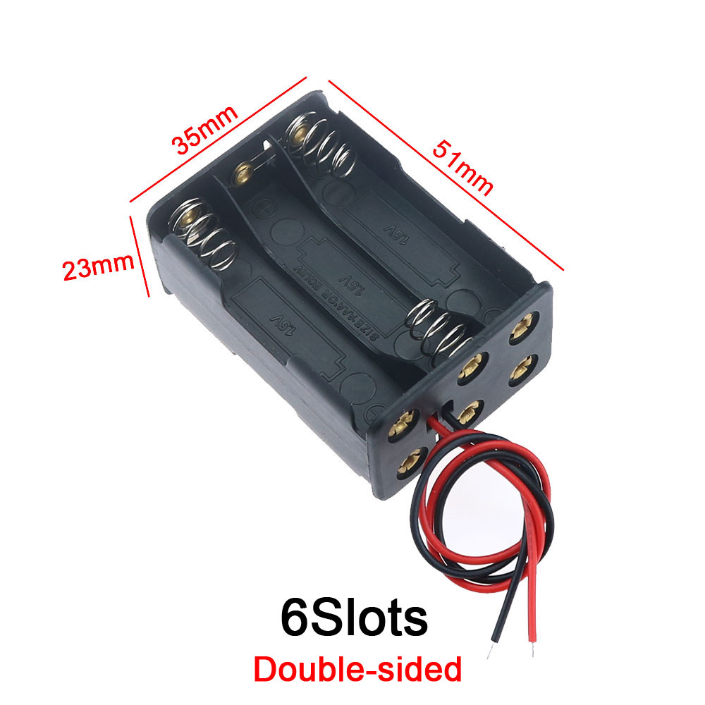 Jcd aaa plast svart fjäderbatteriförvaringslåda aaa 3a batterihållare aaa dubbelsidig behållare med trådkablar: Gul