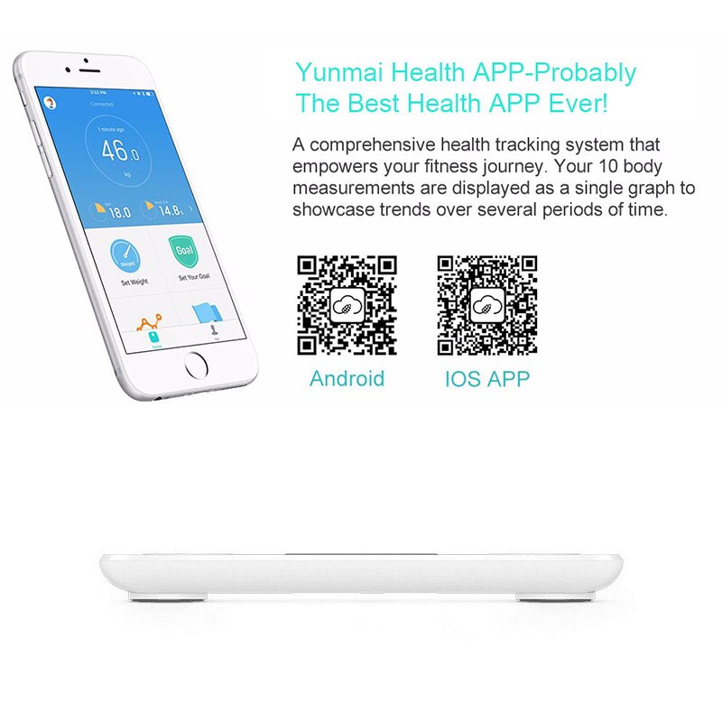Weiß Smart YUNMAI Mini Waagen Haushalt Premium Unterstützung Bluetooth APP Fett Prozentsatz Digitale Körperfett Waage