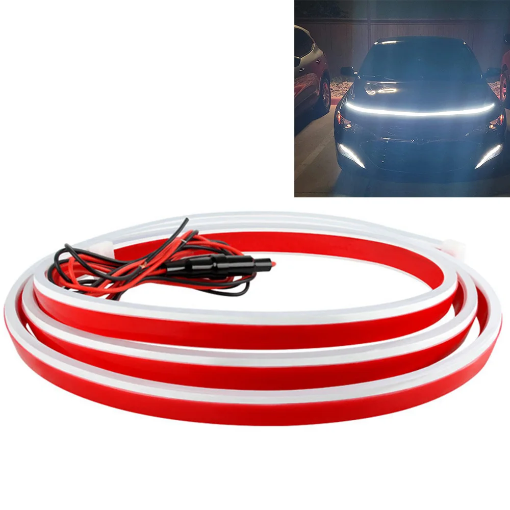 Flexible Car Hood Light Strip Scan Starting DRL Daytime Running Lights Auto Headlight Strips Led Decorative Lamp Car Assecories: Blue / 3000K