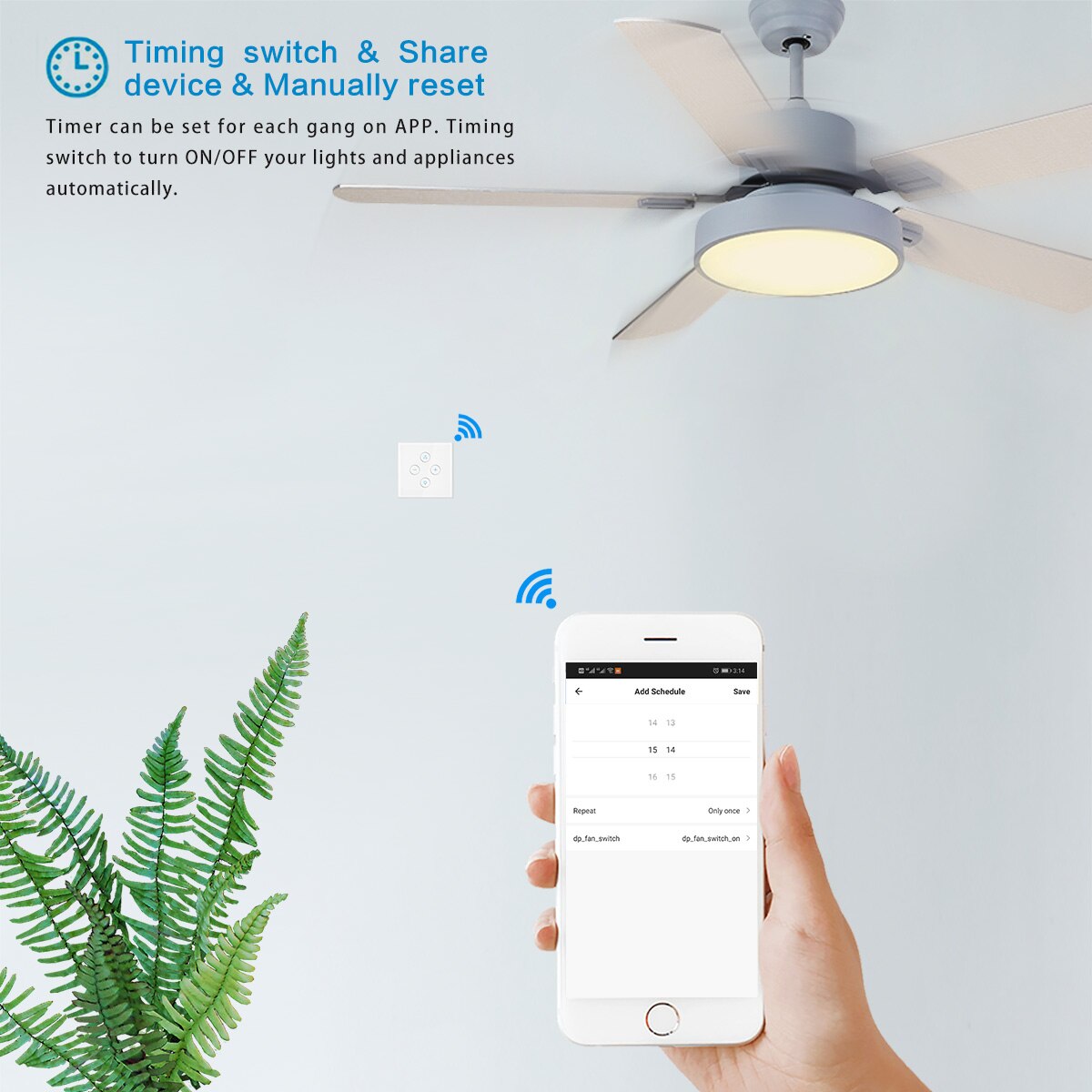 WiFi Smart Ceiling Fan Light Wall Switch Life Tuya APP Remote Various Speed Control Interruptor Compatible For Alexa Google Home