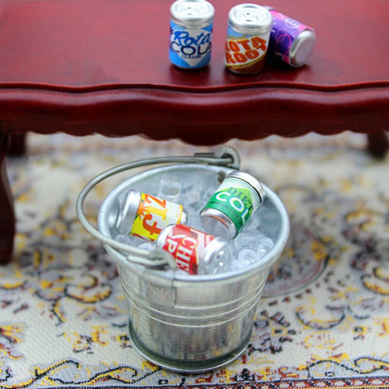 6pcs Dollhouse Mini Drink Cans DIY Furniture Decorations 1:12 Miniature Cute Mini Cans Doll House Kitchen Accessories