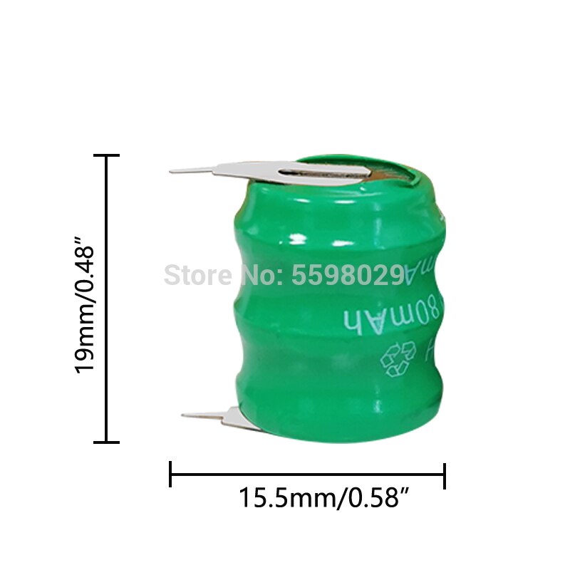 80mah 3.6v Original Brand Ni-MH Rechargeable Button Cell Battery Ni MH Batteries With Pins
