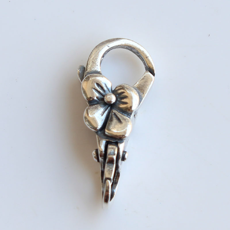 Authentique fermoir mousqueton en argent sterling à 925 grosses fleurs pour bracelet troll européen