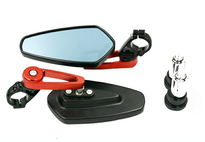 7/8" 22mm Bar End Rear Mirrors Motorcycle Accessories Motorbike Scooters Rearview Mirror Side View Mirrors Moto for Cafe Racer: Red