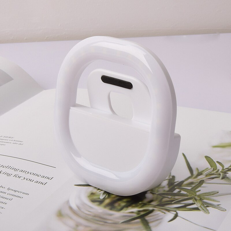 Universele 3W Selfie Lamp Mobiele Telefoon Lens Draagbare Flash Ring Mini Led Lichtgevende Ring Clip Light Voor Iphone 8 7 6 Plus Samsung: White