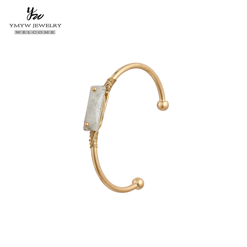 YMYW Natürliche Stein Vintage Charme Kupfer Offene Manschette Armbänder Armreif Für Frauen Gold Armband Partei Schmuck Zubehör