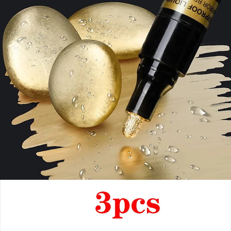 Rotulador de espejo cromado de 3/2/1 Uds., bolígrafo de pintura reflectante DIY de 2mm, marcador permanente de oro y plata para retocar, pintura de modelos, marcado: Verde