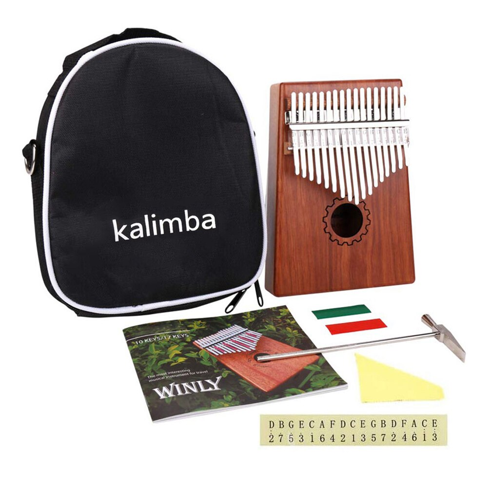 Kalimba 17 Key Thumb Piano Mahogany Wooden Mbira Musical Instrumentos Musicales 30 Key Instruments Calimba Machine Teclado: Mahogany Color
