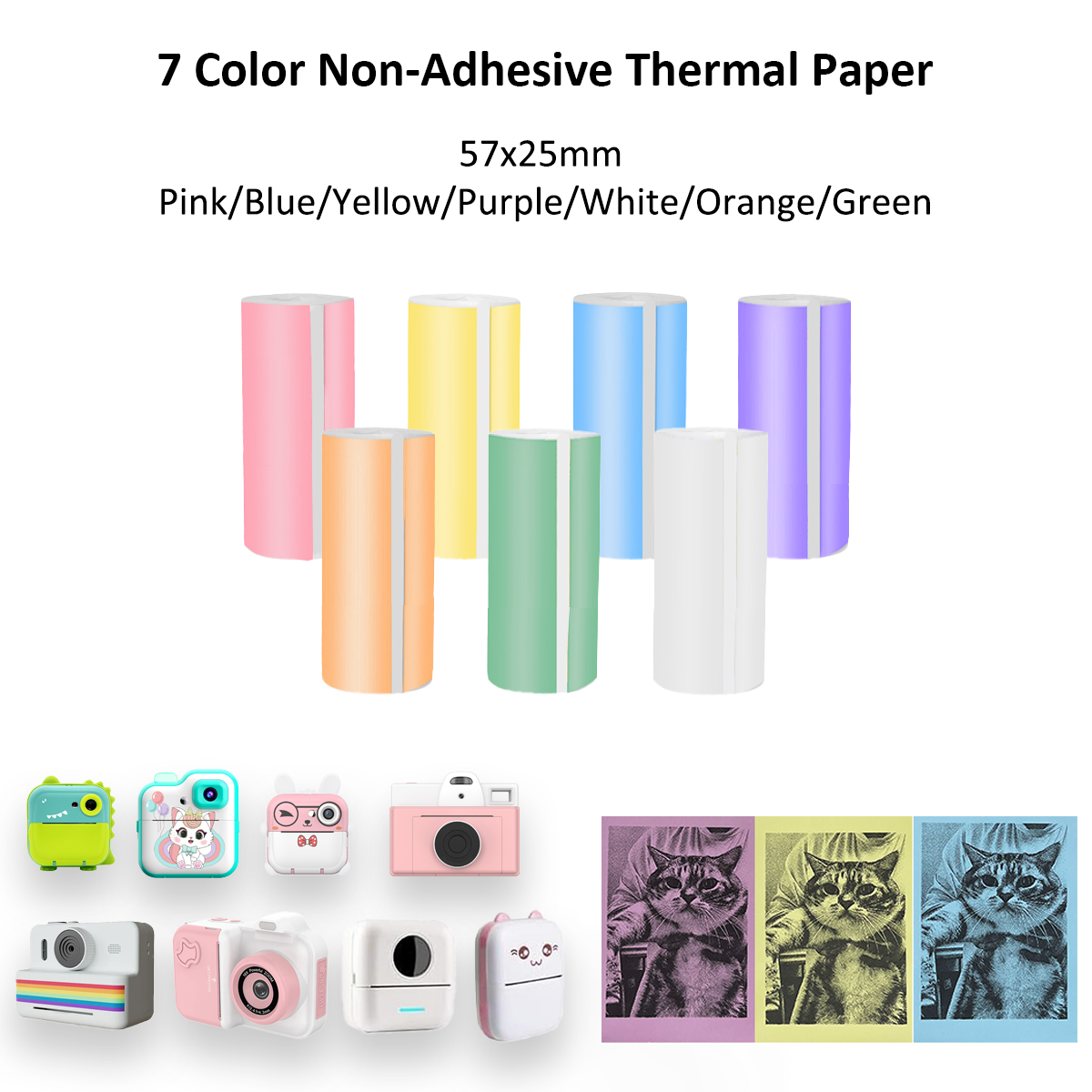 Mini Pocket Printer 5 Rolls Of Self-Adhesive Paper Portable Thermal Printer For Printer Suitable For Home Office Study And Work: dark green