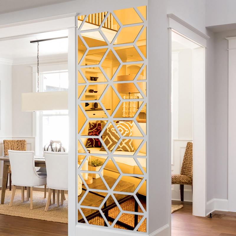 Geometrisk romb 3d spegel väggdekal vardagsrum tv soffa bakgrund konst bakgrund heminredning diy akryl autokollant väggmålning