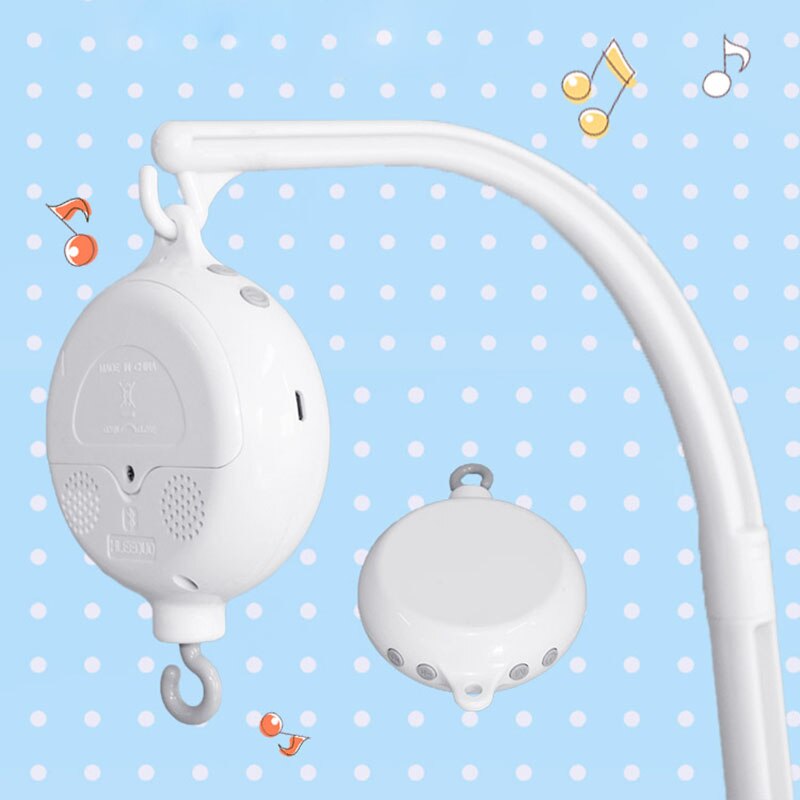 Soporte móvil giratorio blanco para cuna de bebé, caja de música, soporte de brazo, juguetes para bebés, sonajero, 0-12 meses