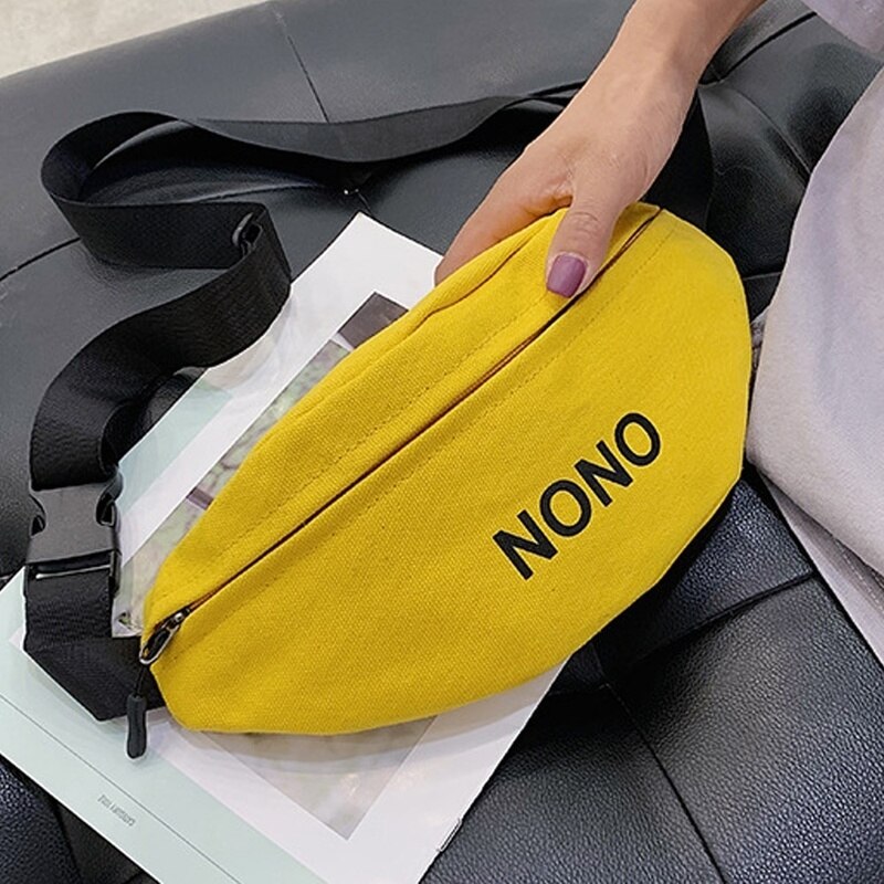 Novo saco de cintura fanny pacote de cinto feminino sacos de festa menina nova tendência peito pacotes de banana material da lona sacos de pacote de hip hop