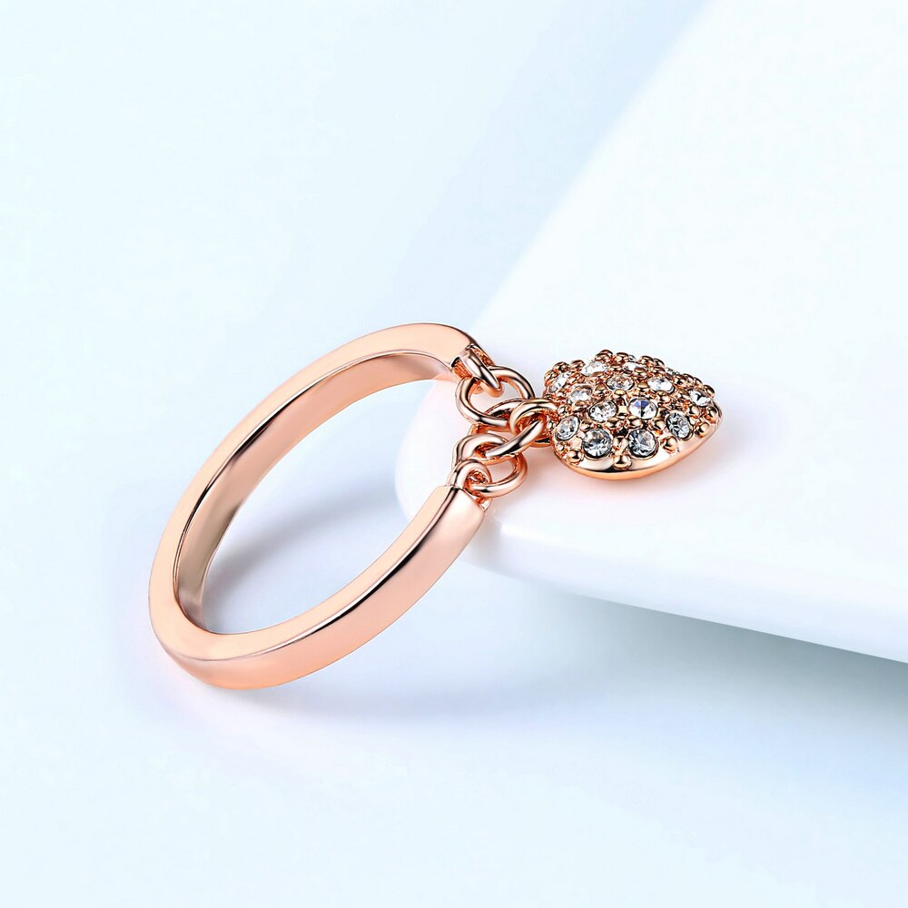 Double Fair Brand Romantic Love Heart shaped Buckle Rings For Women Engagement Party Jewelry Women's Ring For Girl DFR279