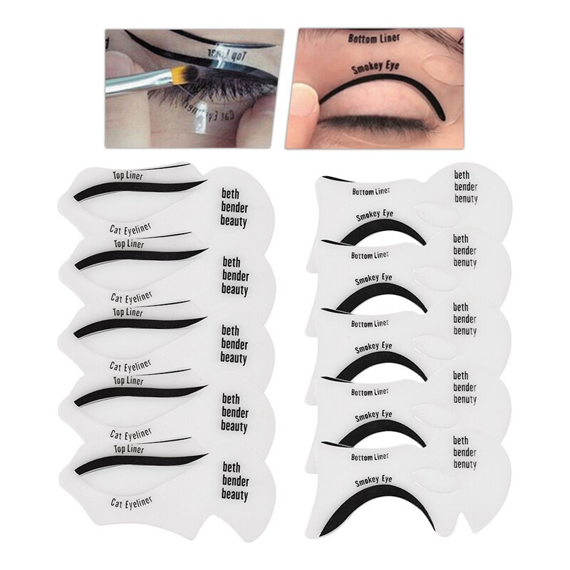 Delineador de ojos, plantillas para sombras de ojos, 10 unidades/conjunto, plantilla para delinear ojos con alas, modelos de conformación de la plantilla, herramientas, plantilla para cejas, herramienta de maquillaje