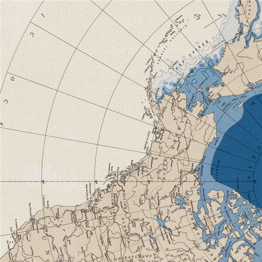Arctic Ocean Map Ice Chart Details Comments Delicate Canvas Wall Sticker Geography Learning Home Decor Bar Cafe Print Poster