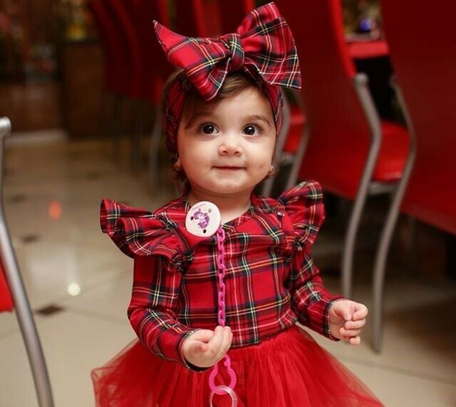 6-36 måneder baby piger julekjole langærmet rød plaid prinsesse kjoler til piger rød blonder xmas kjole piger hårbånd sæt