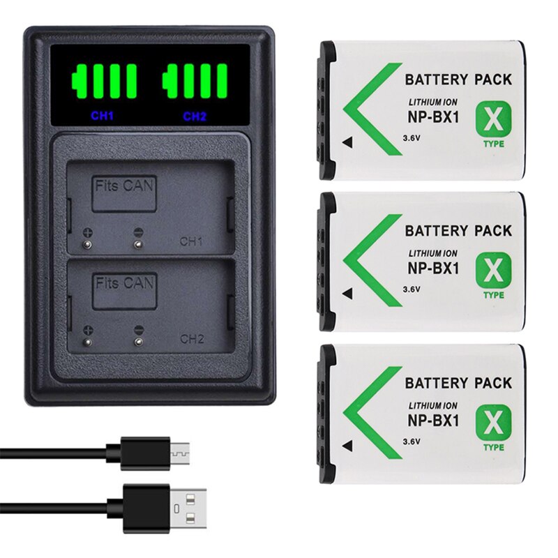 5 stücke NP-BX1 np bx1 Kamera Batterie + LCD Ladegerät für Sony DSC-RX100 DSC-WX500 IV HX300 WX300 HDR-AS15 X3000R MV1 AS30V HDR-AS300: charger and 3battery