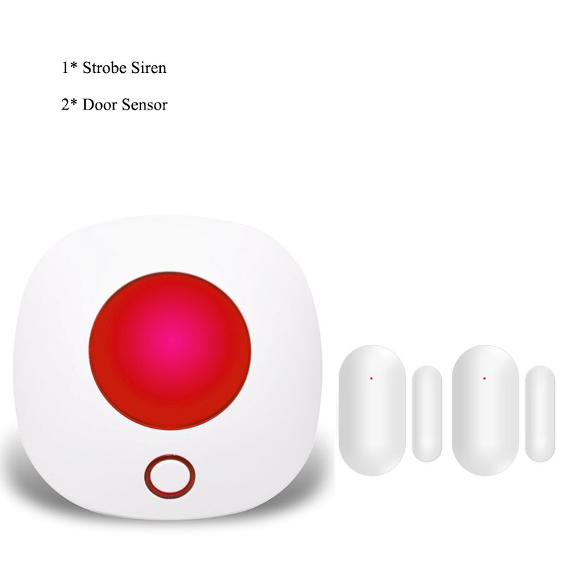 Tuya-sirena estroboscópica Wifi, sistema de alarma antirrobo de seguridad para el hogar, 433MHz, sirena de sonido y luz inalámbrica, compatible con Alexa y Google Home: With door sensor / Enchufe europeo