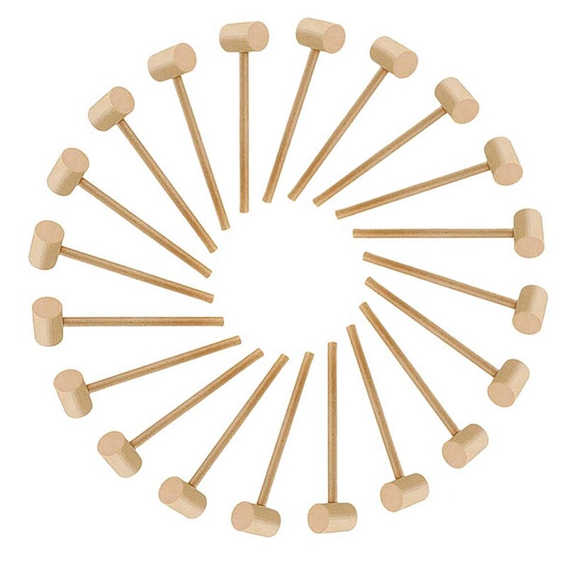 20Pcs Wooden Hammer Lobster Shellfish Crab Hardwood Mallet Gavel Toy for Boys Girls Leather Craft Jewelry Making: Default Title