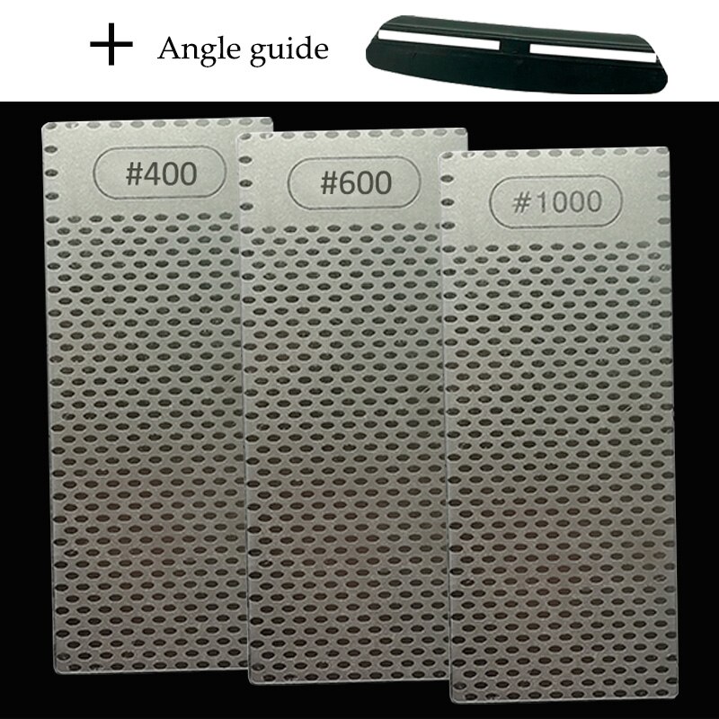 Diamond Knife Sharpening Stone Knife Sharpener Fixed angle sharpener 150x63x2.5mm Grit 400 600 1000 1200 Angle guide: 400 600 1000 set