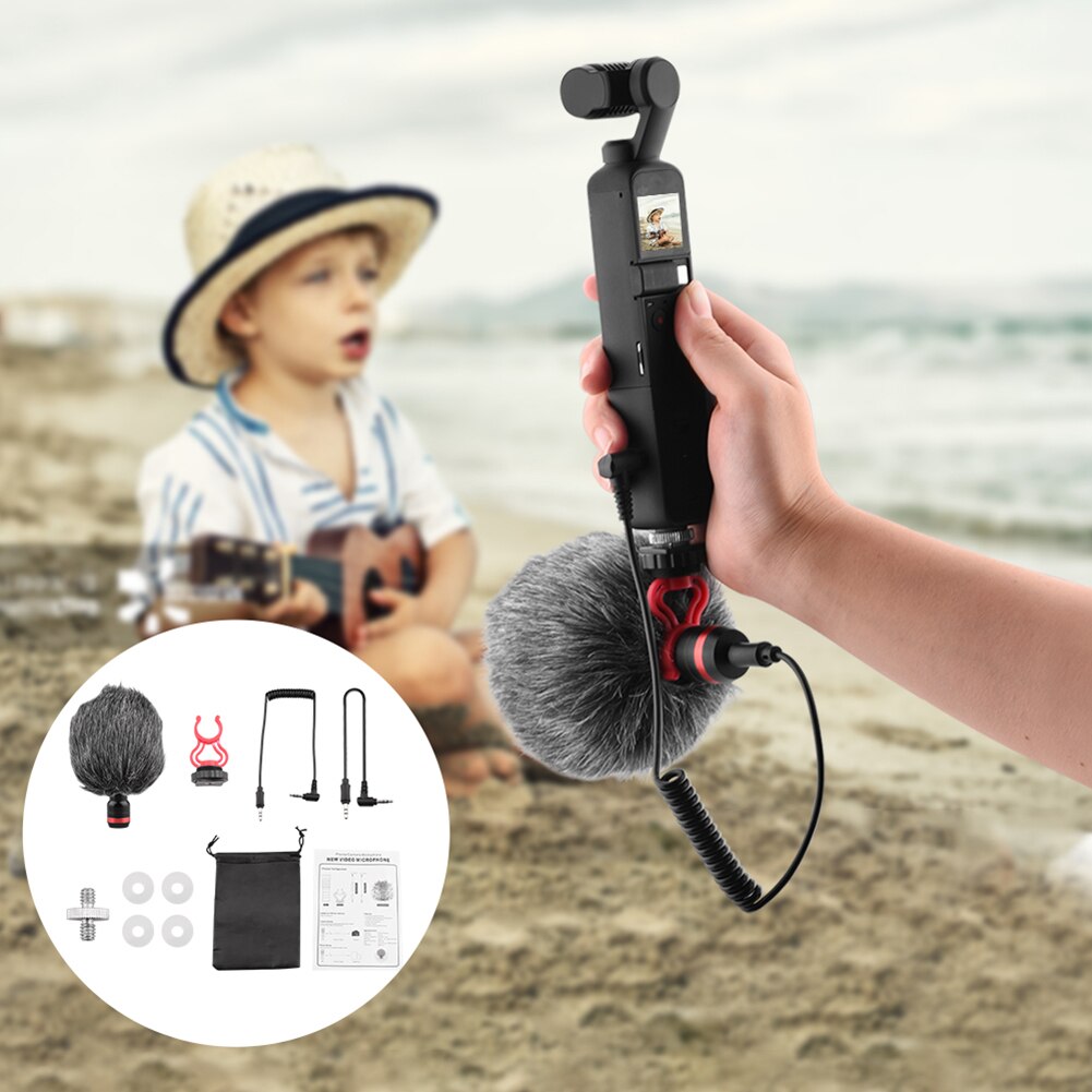Portable Audio Video Interview Microphone with 1/4 Screw Bracket Condenser Camera Recording Mic For OSMO POCKET 2 SLR Gimbal