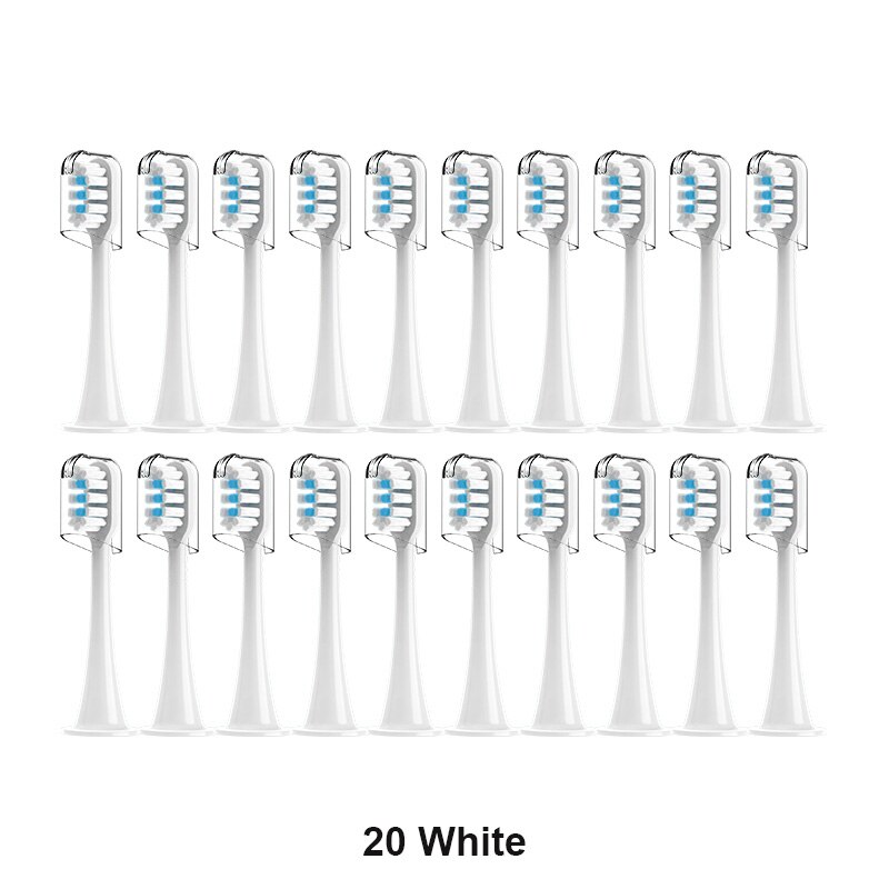 For xiaomi Mijia T300/T500/T700 Sonic Electric Toothbrush Heads Replaceable Refill Nozzles 4 Colors with Anti-Dust Caps 4/20Pcs: MULTI