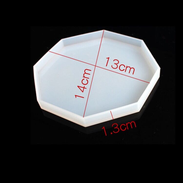 Bandeja hexagonal de cemento y hormigón, molde de silicona con forma de corazón, grande y redondo, para taza de té, soporte para velas, moldes para yeso, yeso y arcilla: 4