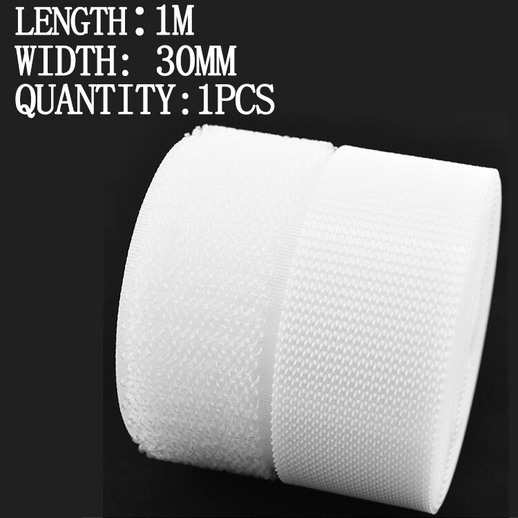 1Meter/Pairs Strong Self adhesive Hook and Loop Fastener Tape nylon sticker velcros adhesive with Glue for DIY 30mm: white 1pcs